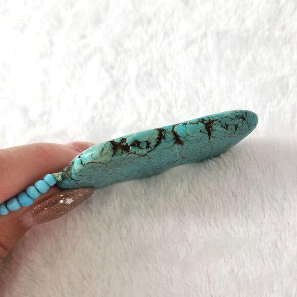 Vintage Turquoise Beaded Necklace Blue Howlite Stone Boho Hippie Witchy Jewelry‎ - Picture 4 of 15